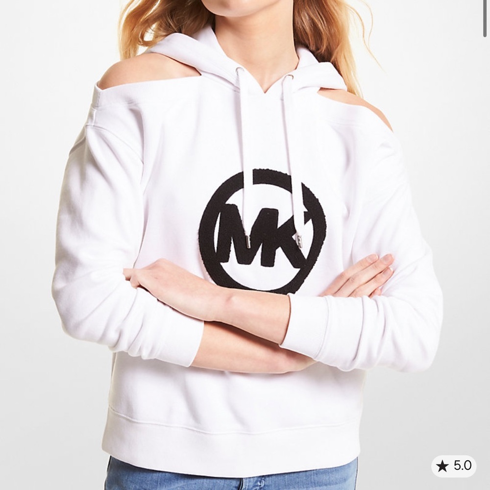 Michael Kors White Cutout Shoulder Hoodie